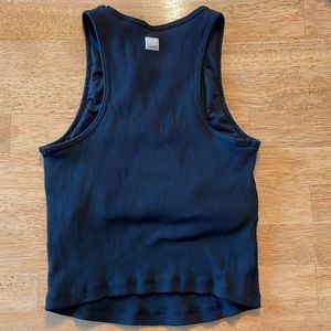 Vuori Mudra Plyo Black Ribbed Knit Cropped Tank Top